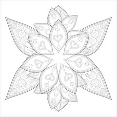 Coloring Books. Hand drawn flowers in zentangle style for t-shirt design or tattoo and coloring book