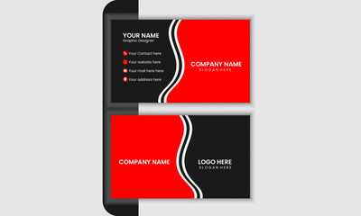 Creative abstract minimal clean modren simple 
 Creative business card design templet  with red and  black color
