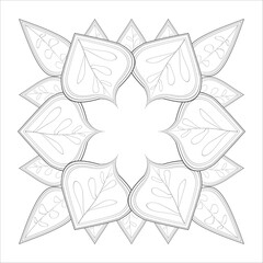 Doodle flowers in black and white pleasing for adults' coloring page. pleasing decorative flower of Coloring book page for adult Black outline and white background