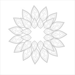 Doodle flowers in black and white pleasing for adults' coloring page. pleasing decorative flower of Coloring book page for adult Black outline and white background