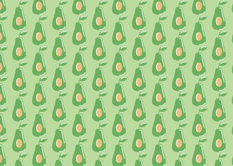 Seamless vector pattern with avocados. Tropical background with light green