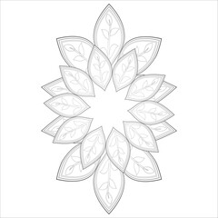 Doodle flowers in black and white pleasing for adults' coloring page. pleasing decorative flower of Coloring book page for adult Black outline and white background