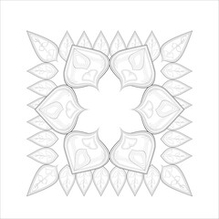 Doodle flowers in black and white pleasing for adults' coloring page. pleasing decorative flower of Coloring book page for adult Black outline and white background