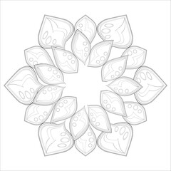 Doodle flowers in black and white pleasing for adults' coloring page. pleasing decorative flower of Coloring book page for adult Black outline and white background