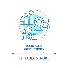 Increased productivity turquoise concept icon. Improve efficiency. Professional development. Training program abstract idea thin line illustration. Isolated outline drawing. Editable stroke