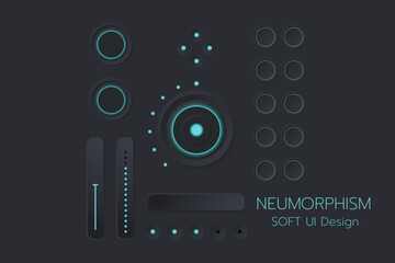 Fototapeta na wymiar Neumorphic Soft UI Design,3D Buttons Design.