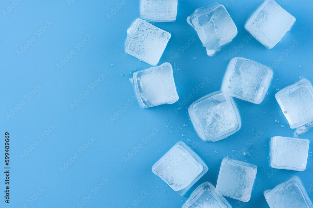 Poster background with ice cubes. ai generative