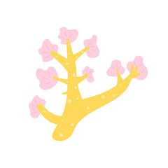 Hand drawn vector trendy coral reef illustration