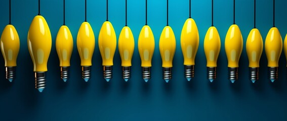 Fototapeta premium creative power cyberspace energy yellow concept blue idea bulb light background. Generative AI.