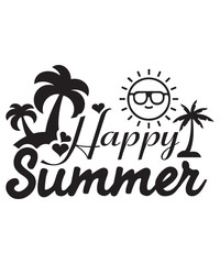 Naklejka premium Happy summer Summer shirt print template, sunshine sea vintage vector, typography design for summer holidays