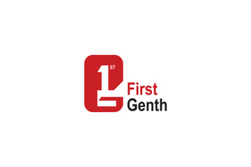 letter G and First logo design for first gen design concept in red color 