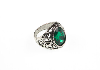 royal ring with gemstone isolated on white background