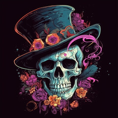 Victorian Art Skull Illustration Gothic, Macabre, Dark, Eerie, Haunting AI Generated
