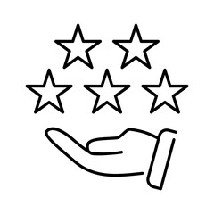five star rating reward button thin line Icon outline
