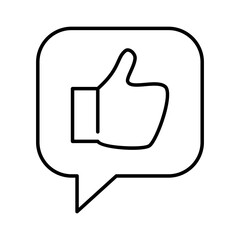 likes thumb up bubble chat button thin line Icon outline