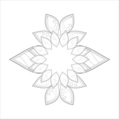 Zentangle flowers in black and white for coloring book. Hand Drawn Flowers for Adult Anti Stress of coloring page in Monochrome  Isolated in white background