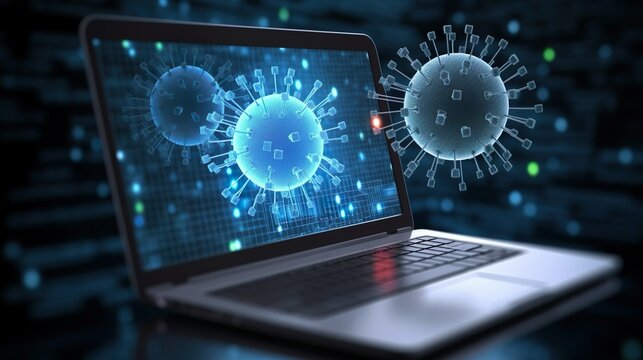 Laptop von einem Virus befallen, Sicherheit, Phishing, generative AI