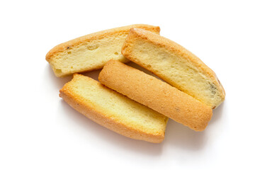 Biscuits with raisins on a white background. Sweet bread close-up. A pile of cookies on a white background.