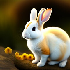 Fototapeta na wymiar white rabbit on the grass