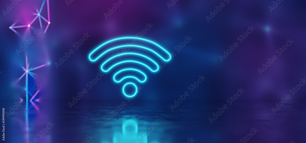 Aufkleber concept of wireless data transmission. wifi 6. 6g. data radio concept. 3d render.