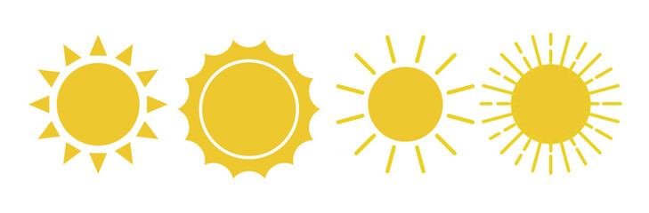 sun icon with sun ray set bundle