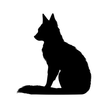 recommend clip art: Vector black fox silhouette isolated on white	
                    