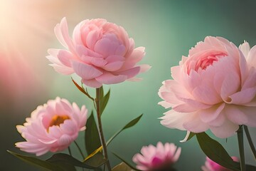 Fototapeta premium bouquet of pink roses Generative Ai