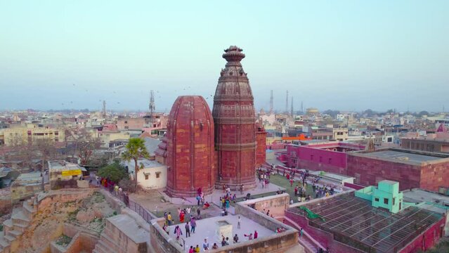 Aerial view of Shri Radha Madan Mohan Ji Temple located in Vrindavan, Uttar Pradesh, India