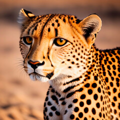 Fototapeta na wymiar Close up portrait of a cheetah. Generative AI