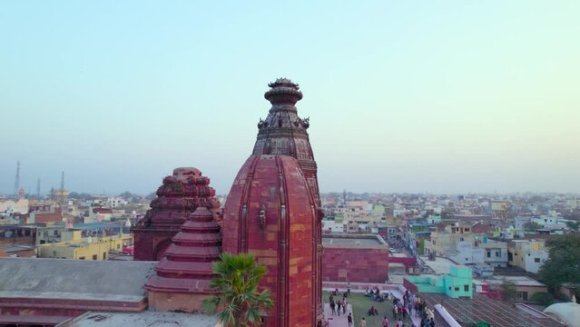 Aerial view of Shri Radha Madan Mohan Ji Temple located in Vrindavan, Uttar Pradesh, India
