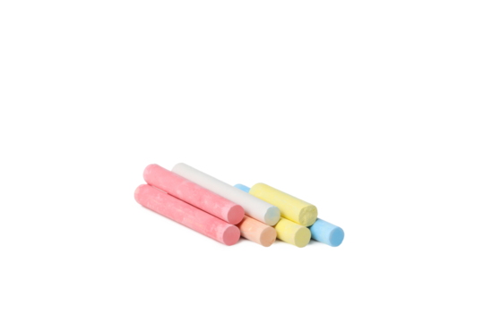 Color chalk isolated on white background, PNG