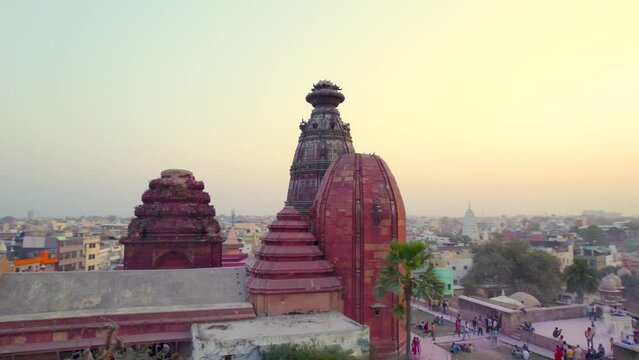 Aerial view of Shri Radha Madan Mohan Ji Temple located in Vrindavan, Uttar Pradesh, India