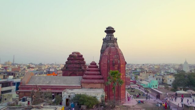 Aerial view of Shri Radha Madan Mohan Ji Temple located in Vrindavan, Uttar Pradesh, India