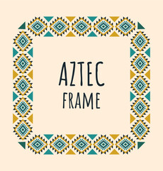 Square ethnic frame. Empty space for your text. Vintage poster. Vector illustration.