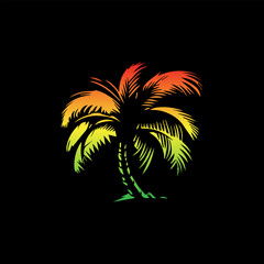 Fototapeta na wymiar Palm tree logo. Vector illustration of a tropical palm tree.