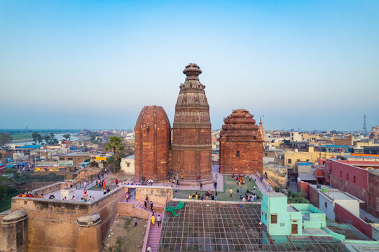 Aerial view of Shri Radha Madan Mohan Ji Temple located in Vrindavan, Uttar Pradesh, India