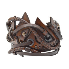 Steampunk leather bracelet. Handicraft. Accessories and decorations for mtalheads, rockers, punks,...