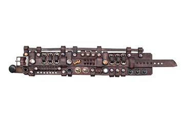 Steampunk leather bracelet. Handicraft. Accessories and decorations for mtalheads, rockers, punks,...