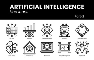 Artificial Intelligence Line Icons-Part2 isolated with white background