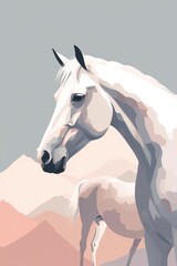 contemporary art, poster design, beautiful horse, minimalistic
