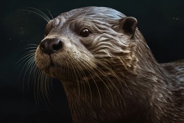 Fototapeta premium つぶらな瞳のカワウソ：AI作品 