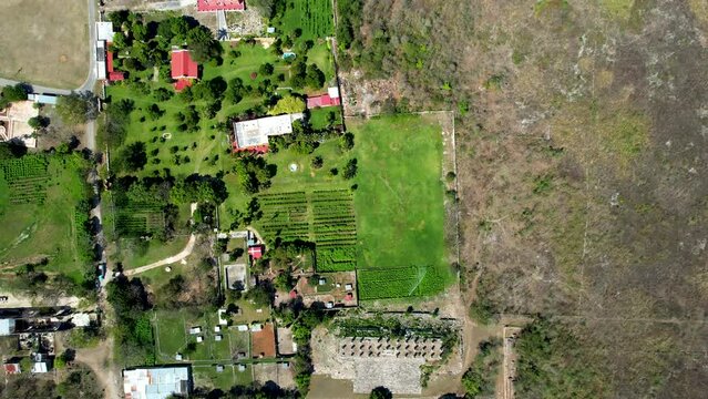 aerial drone shot of hacienda ake in yucatan