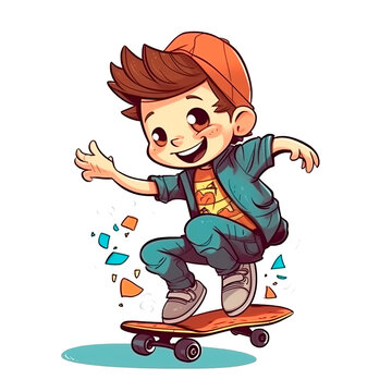 boy skateboard cartoon jump