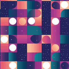 Radiant Spheres and Vibrant Circles: A Pop-Inspired Purple Background Design