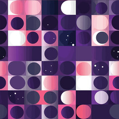 Pop Art Dream: A Purple Background with Luminous Spheres and Repeating Circle Pattern