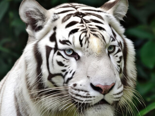 Potrait of a white tiger. Close-up view. Generative AI