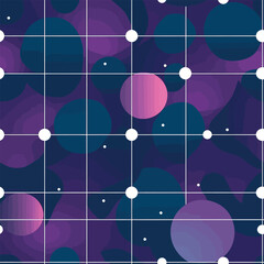 Pop Art Fun: A Purple Background with Vibrant Circles and Luminous Spheres
