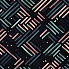 Puzzling Stripes: An Abstract Linear Pattern of Pastels and Geometric Shapes
