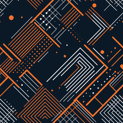 Geometric Abstractions: An Abstract Linear Pattern of Pastels and Shapes on a Black Background