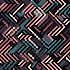 A Pastel Puzzle: Abstract Linear Shapes on a Striped Black Background